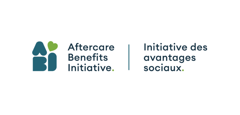 Image of the ABI logo with the text in English Aftercare Benefits Initiative and in French, Initiative des avantages sociaux